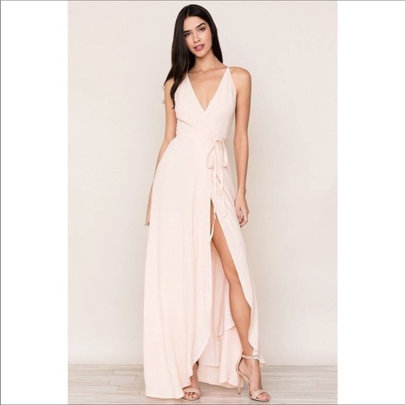 Yumi Kim Rush Hour Maxi Dress Blush Pink Wrap Wedding Flowing Romantic - Picture 4 of 7